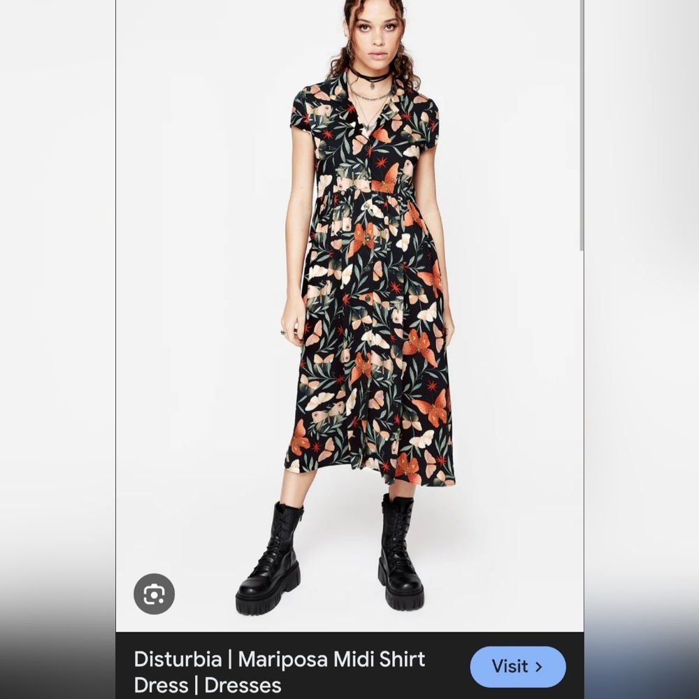Disturbia Mariposa Midi Shirt Dress